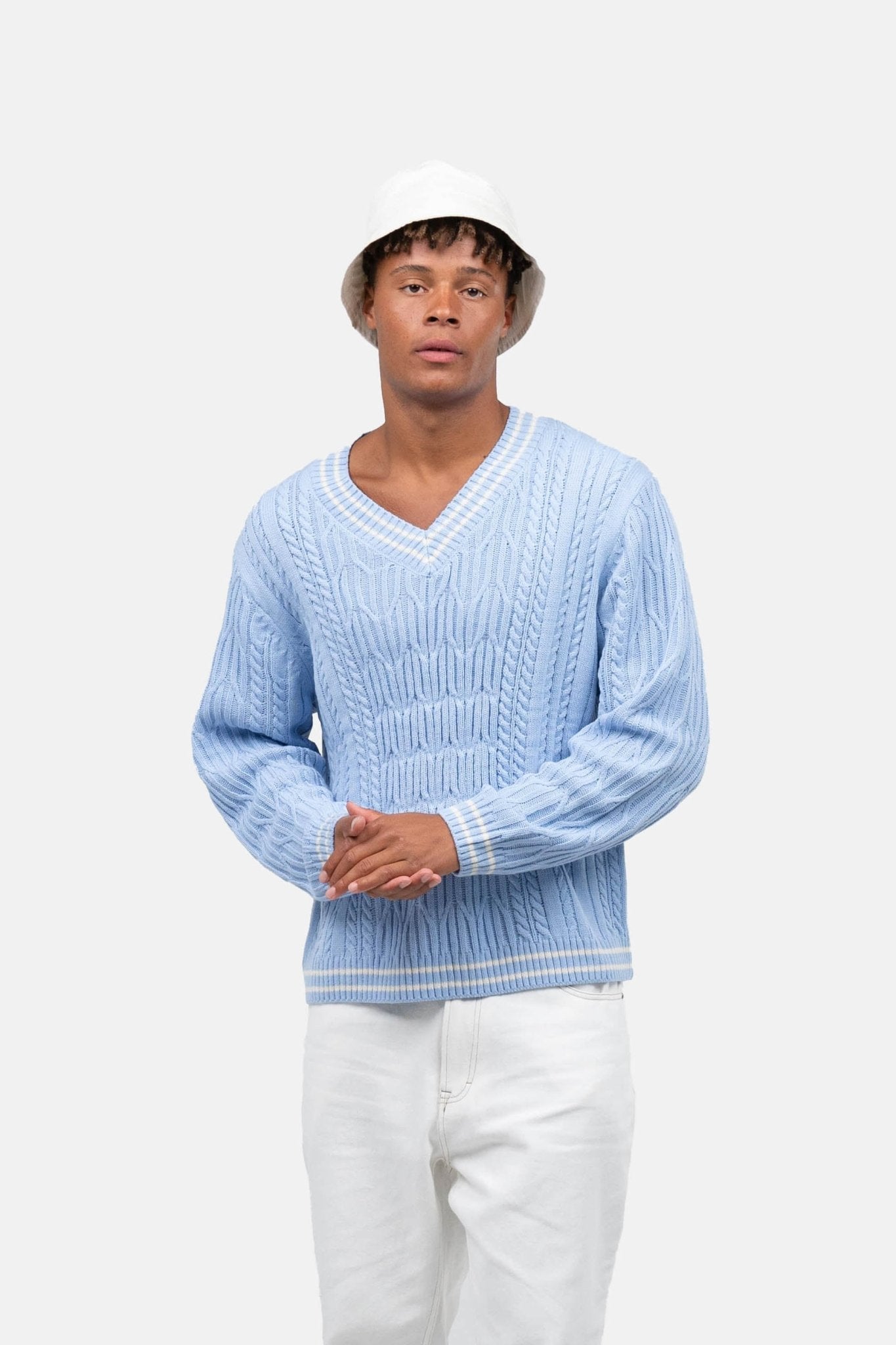 Langærmet Kabel Strik Lyseblå | Skagen-clothing.dk
